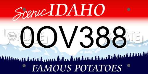 0OV388 Idaho License Plate