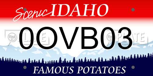 0OVB03 Idaho License Plate