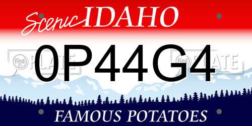 0P44G4 Idaho License Plate