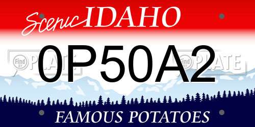 0P50A2 Idaho License Plate