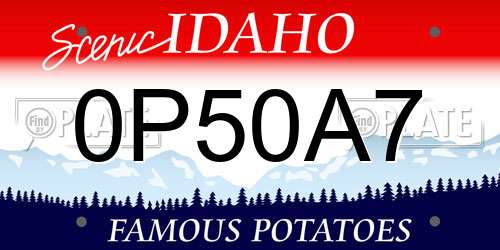 0P50A7 Idaho License Plate