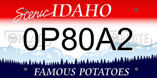 0P80A2 Idaho License Plate