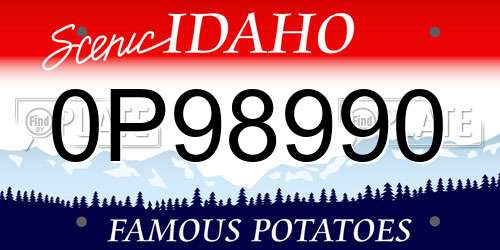 0P98990 Idaho License Plate
