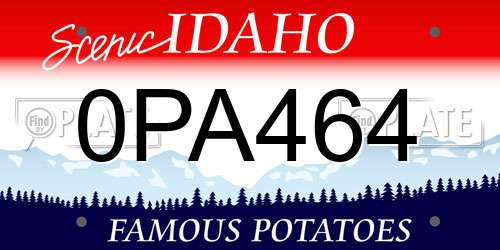 0PA464 Idaho License Plate