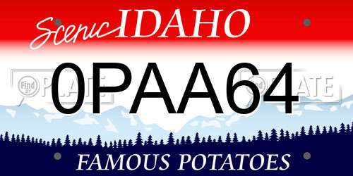 0PAA64 Idaho License Plate