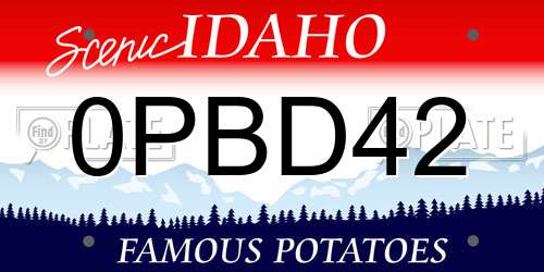 0PBD42 Idaho License Plate