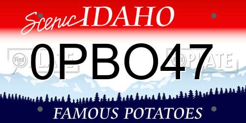 0PBO47 Idaho License Plate