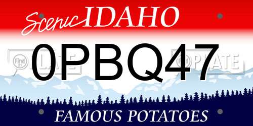 0PBQ47 Idaho License Plate