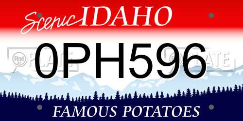 0PH596 Idaho License Plate