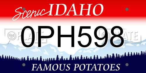 0PH598 Idaho License Plate