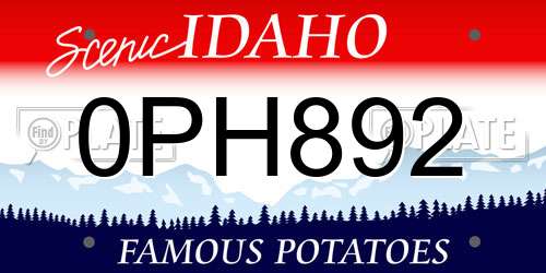 0PH892 Idaho License Plate