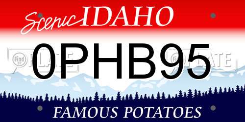 0PHB95 Idaho License Plate