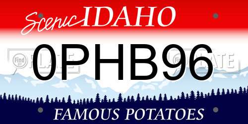 0PHB96 Idaho License Plate