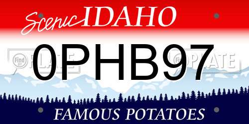 0PHB97 Idaho License Plate