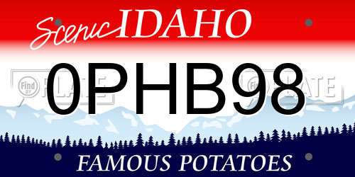 0PHB98 Idaho License Plate