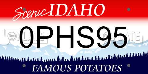 0PHS95 Idaho License Plate