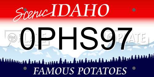 0PHS97 Idaho License Plate