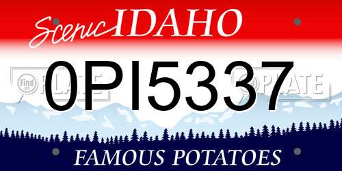 0PI5337 Idaho License Plate