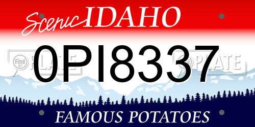 0PI8337 Idaho License Plate