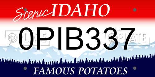0PIB337 Idaho License Plate