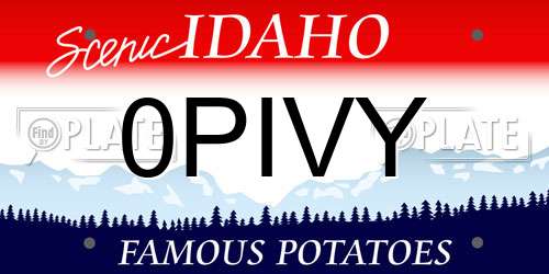 0PIVY Idaho License Plate