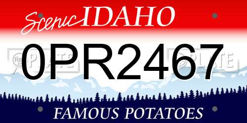 0PR2467 Idaho License Plate