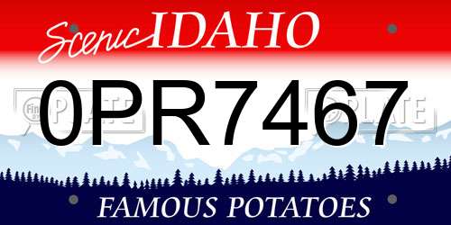0PR7467 Idaho License Plate