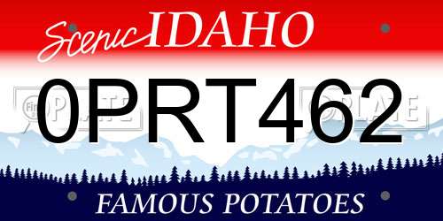 0PRT462 Idaho License Plate