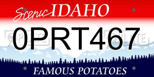 0PRT467 Idaho License Plate