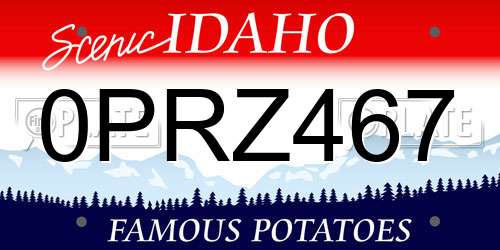 0PRZ467 Idaho License Plate