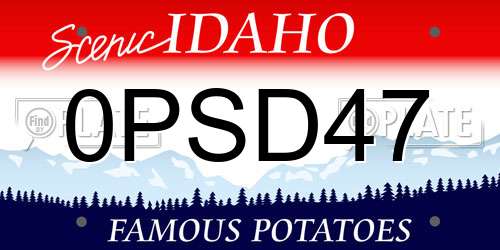 0PSD47 Idaho License Plate
