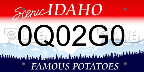 0Q02G0 Idaho License Plate
