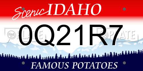 0Q21R7 Idaho License Plate