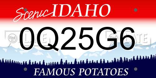0Q25G6 Idaho License Plate