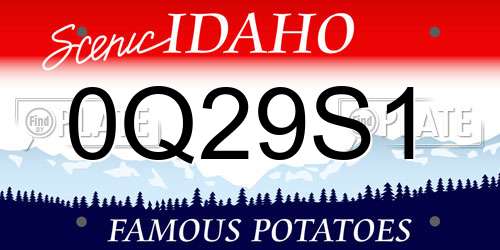0Q29S1 Idaho License Plate