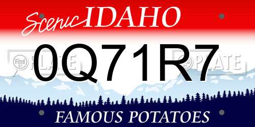 0Q71R7 Idaho License Plate