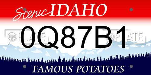 0Q87B1 Idaho License Plate