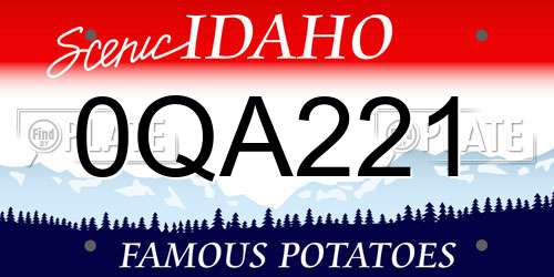 0QA221 Idaho License Plate