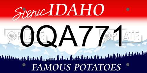 0QA771 Idaho License Plate