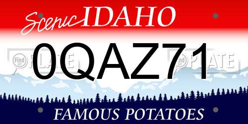 0QAZ71 Idaho License Plate