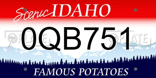 0QB751 Idaho License Plate