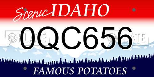 0QC656 Idaho License Plate