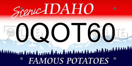 0QOT60 Idaho License Plate