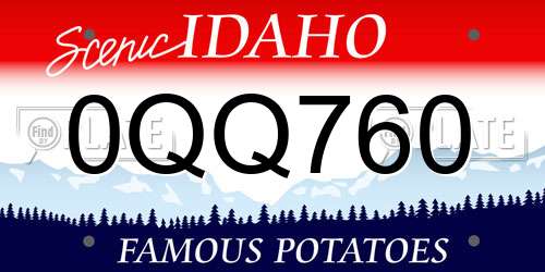 0QQ760 Idaho License Plate