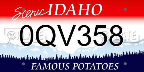 0QV358 Idaho License Plate