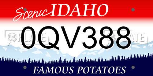 0QV388 Idaho License Plate