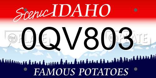 0QV803 Idaho License Plate