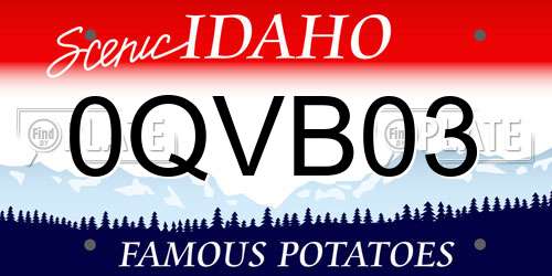 0QVB03 Idaho License Plate