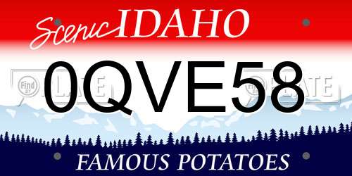 0QVE58 Idaho License Plate