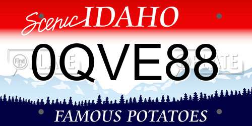 0QVE88 Idaho License Plate